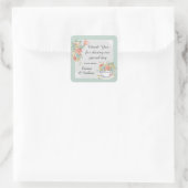 Floral Teacup Elegant Custom Bedankt Bericht Vierkante Sticker (Tas)