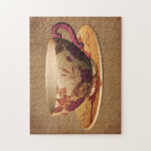 Floral Teacup on Aged Paper Art Legpuzzel (Verticaal)