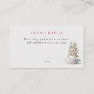 Floral Teacups Baby shower Luier Raffle Ticket Informatiekaartje
