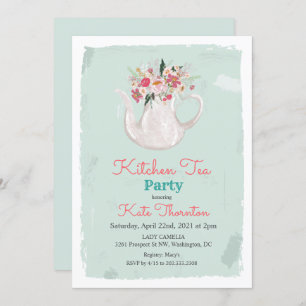 Floral Teapot Tea Party Kitchen Tea Kaart