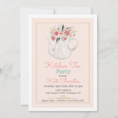 Floral Teapot Tea Party Kitchen Tea Kaart (Voorkant)