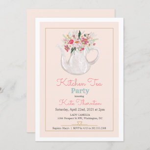 Floral Teapot Tea Party Kitchen Tea Kaart