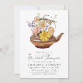 Floral Teapot Vrijgezellenfeest Tea Party Kaart (Voorkant)