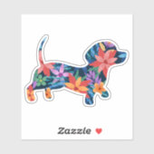 Floral teckel hond sticker (Vel)