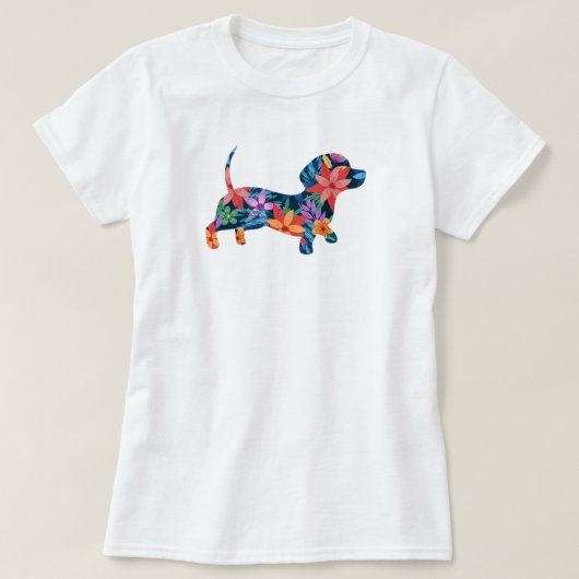 Floral teckel hond t-shirt (Design voorkant)