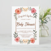  Floral Teddy Bear Baby Shower Invitation Neutral  (Debout devant)