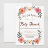  Floral Teddy Bear Baby Shower Invitation Neutral  (Devant / Derrière)