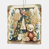 FLoral Teddy Bear letter A Keramisch Ornament (Links)