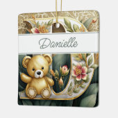 FLoral Teddy Bear letter D gepersonaliseerd Keramisch Ornament (Links)