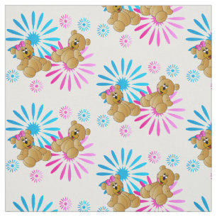 Floral Teddy Bear Veranderbare achtergrondkleur Stof