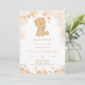 Floral Teddy Invitation d'anniversaire (Debout devant)