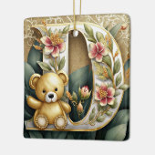 FLoral teddybeer letter D Keramisch Ornament (Links)