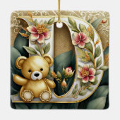 FLoral teddybeer letter D Keramisch Ornament (Achterkant)