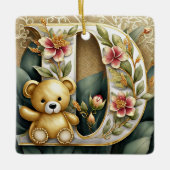 FLoral teddybeer letter D Keramisch Ornament (Voorkant)