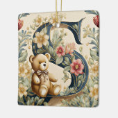 FLoral teddybeer letter S Keramisch Ornament (Links)