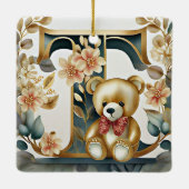 FLoral teddybeer letter T Keramisch Ornament (Achterkant)