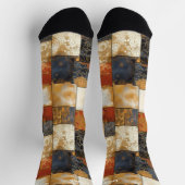 Floral Tegel Patchwork Sokken - Custom Gold en Nav (Top)