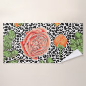 Floral tendance Empreinte de léopard chic Orange R (Serviette de bain)