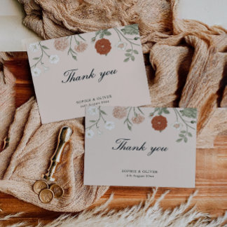Floral Terracotta Bedankt kaarten