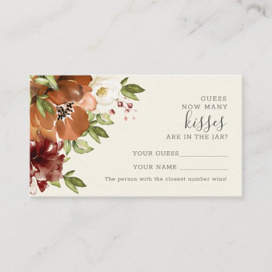 Floral Terracotta Combien de baisers Carte de nais (Devant)