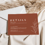 Floral Terracotta Détails du Mariage Carte de boît<br><div class="desc">Boho Floral Détails Mariage Carte de boîtier de style boho avec des oeuvres d'art florales et des couleurs beiges et en terre cuite.</div>