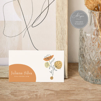 Floral Terracotta Minimalist Business Card Visitekaartje