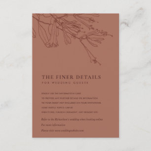 FLORAL TERRACOTTA RED LINE DRADING WEDDING DETAIL INFORMATIEKAARTJE