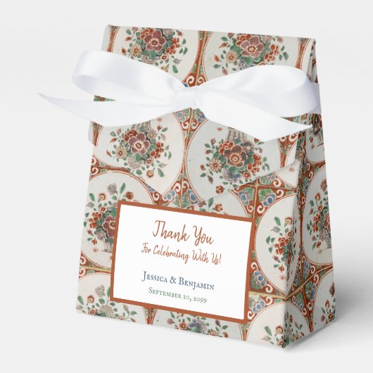 Floral Terracotta Tiles Pattern Wedding Bedankdoosjes (Voorkant Zijde)