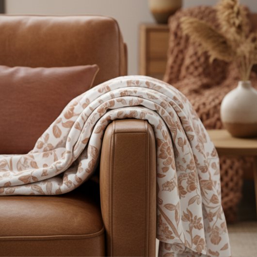 Floral Terracotta Toile Pattern Fleece Deken