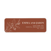 Floral Terracotta Wedding-retouradreslabels Etiket (Voorkant)
