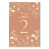Floral Terracotta Wedding Table Number Kaart (Voorkant)