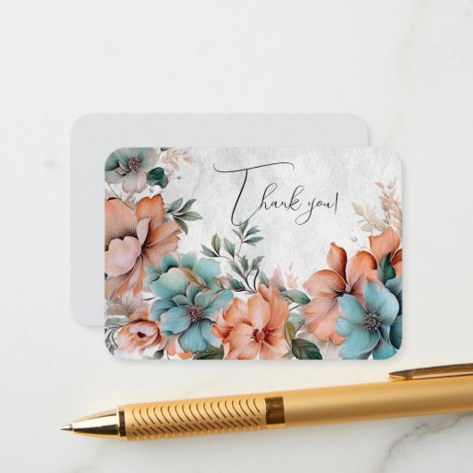 Floral Thank You Informatiekaartje (Voorkant / Achterkant in situ)