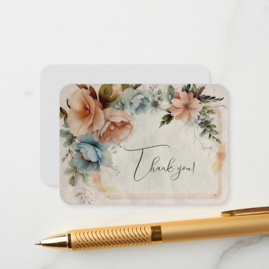 Floral Thank You Informatiekaartje (Voorkant / Achterkant in situ)