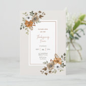 Floral Thanksgiving Diner Invitation Modèle (Debout devant)