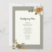 Floral Thanksgiving Diner Menu Afdrukbare Sjabloon Kaart (Voorkant)