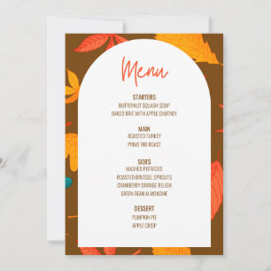 Floral Thanksgiving Diner Menu Bruiloft Menu Kaart