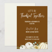 Floral Thanksgiving Dinner Invitation Bruin Kaart (Voorkant / Achterkant)