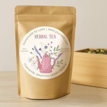 Floral Theepot Kruidenthee Label