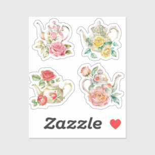Floral theepot Stickers