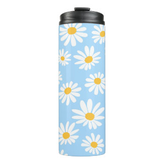 Floral thermal mug, daisy flowers  thermosbeker