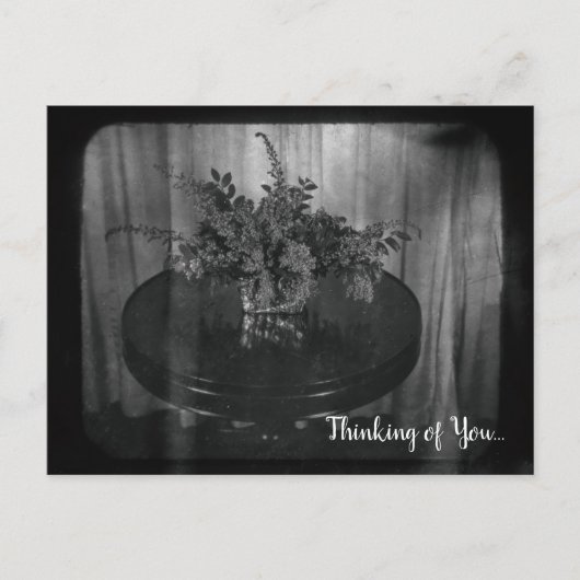 Floral Thinking of You Flowers Monochrome Briefkaart (Voorkant)