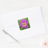 Floral Thinking of You  Paars Beach Flower Vierkante Sticker (Envelop)