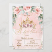 Floral Tiara Rozen Baby shower Kaart (Voorkant)