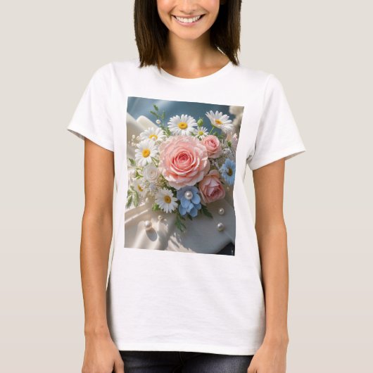 Floral Tijdloze elegantie ontmoet gefluisterde rom T-shirt (Voorkant)