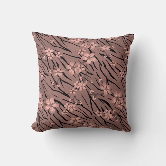 Floral tijgerprint kussen (Voorkant)