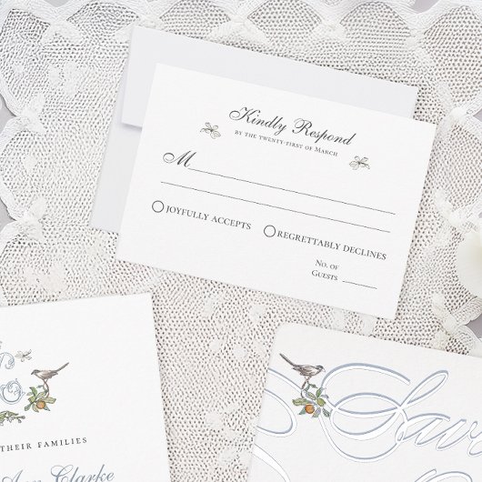 Floral Tortelduifjes Response Kaart