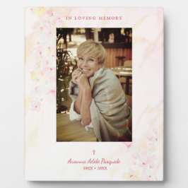 Floral Traditional & Elegant Roze Foto Funeral Fotoplaat