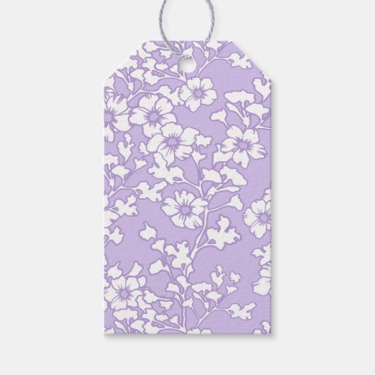 Floral Trellis White - Purple Cadeaulabel (Voorkant)