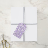 Floral Trellis White - Purple Cadeaulabel (Met Touw)