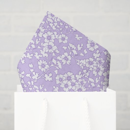 Floral Trellis White - Purple Tissuepapier (Cadeauzakje)